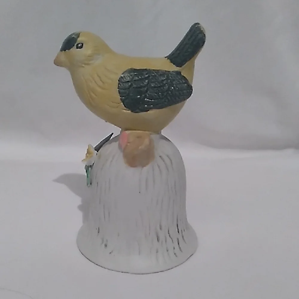Vintage Yellow Finch Bird Bone-china Bell (S1)